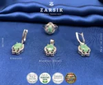Natural Emerald Jewelry Set in Rhodium-Plated 925 Sterling Silver - Image 4