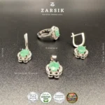 Natural Emerald Jewelry Set in Rhodium-Plated 925 Sterling Silver - Image 5