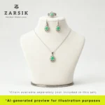 Natural Emerald Jewelry Set in Rhodium-Plated 925 Sterling Silver displayed on a white dummy