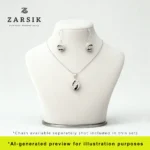 925 Silver Crystal Pendant and Earrings Set displayed on dummy