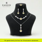 925 Silver Multi-Color Hexagon Cubic Zirconia Jewelry Set displayed on a dummy