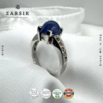 Genuine Blue Sapphire and Multi Colored Garnet Ring – Rhodium Plated 925 Silver - Image 3