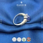 Genuine Blue Sapphire and Multi Colored Garnet Ring – Rhodium Plated 925 Silver - Image 4