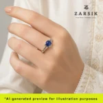 Genuine Blue Sapphire and Multi Colored Garnet Ring – Rhodium Plated 925 Silver - Image 2