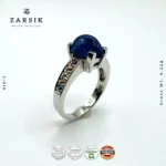 Genuine Blue Sapphire and Multi Colored Garnet Ring – Rhodium Plated 925 Silver