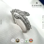 Trendy 925 Silver Serpentine Ring with Cubic Zirconia