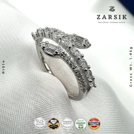 Trendy 925 Silver Serpentine Ring with Cubic Zirconia