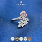 Dual Elegance 925 Silver Ring with Lavender Zirconia and Marquise Cluster – Thai Made, Rhodium Plated, Hypoallergenic
