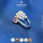 Dual Elegance Lavender Zirconia Ring - 925 Silver - Image 4