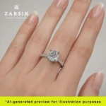 925 Sterling Silver Cubic Zirconia Solitaire Ring – Rhodium Plated - Image 2
