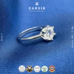 Elegant 925 Silver Cubic Zirconia Crown Ring – Rhodium Plated Solitaire - Image 3