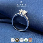 Elegant 925 Silver Cubic Zirconia Crown Ring – Rhodium Plated Solitaire - Image 4