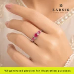 Luxury Genuine Pink Ruby and White Topaz Ring - 925 Sterling Silver - Image 2