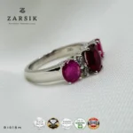 Luxury 925 Sterling Silver Ruby and White Garnet Ring