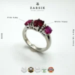 Luxury Genuine Pink Ruby and White Topaz Ring – 925 Sterling Silver