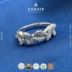 Geometric Cubic Zirconia Zig-Zag Sterling Silver Ring