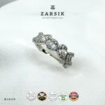 Geometric Cubic Zirconia Zig-Zag Sterling Silver Ring
