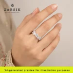 Try on Geometric Cubic Zirconia Zig-Zag Sterling Silver Ring
