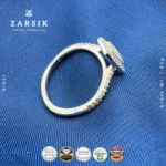 Geometric Rectangular Halo Cubic Zirconia Ring - Image 3