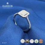 Geometric Rectangular Halo Cubic Zirconia Ring - Image 4