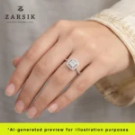 Geometric Rectangular Halo Cubic Zirconia Ring - Image 2