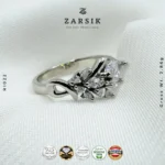 Floral Cluster 925 Silver Ring – Rhodium Plated, Thai‑Made, CZ Sparkle - Image 3