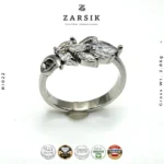 Floral Cluster 925 Silver Ring – Rhodium Plated