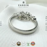 Floral Cluster 925 Silver Ring – Rhodium Plated, Thai‑Made, CZ Sparkle - Image 5