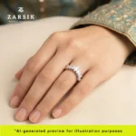 Curved Crown Ring with Sparkling Cubic Zirconia - Rhodium Plated 925 Silver | Thailand - Image 4