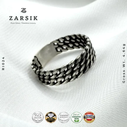 Turkish Oxidized 925 Silver Men’s Band Ring
