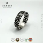 Bold Turkish Oxidized 925 Silver Men’s Band Ring – Woven Design - Image 3