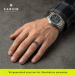 Bold Turkish Oxidized 925 Silver Men’s Band Ring – Woven Design - Image 2