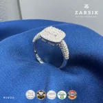 Double Halo Square Cluster 925 Silver Ring – Rhodium Plated Thai Made - Image 4