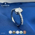 Oval Cut Cubic Zirconia 925 Silver Ring - Thai Rhodium Plated - Image 3
