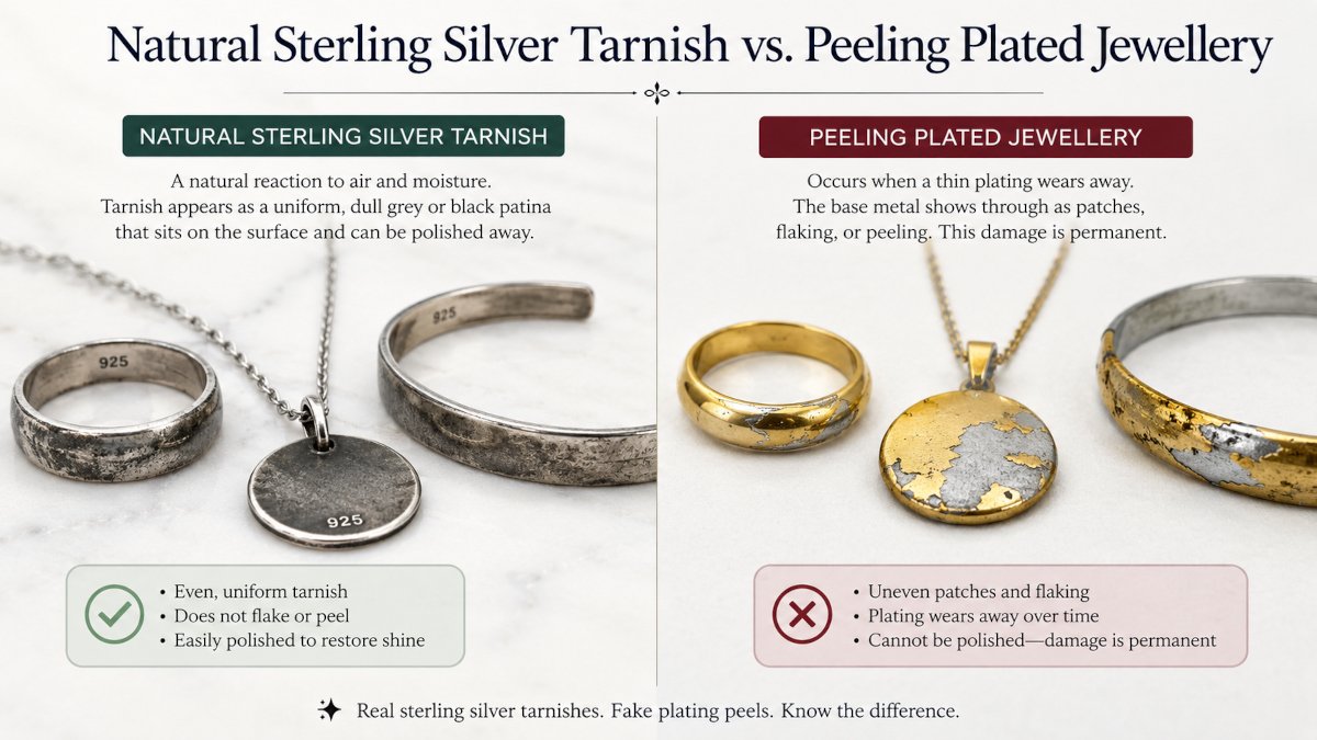 Comparison of genuine silver and plated jewellery