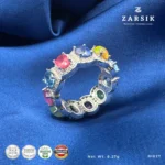 Luxury Multi-Gemstone 925 Silver Ring – Rhodium Plated Thai Statement Ring - Image 5