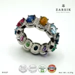 Luxury Multi-Gemstone 925 Silver Ring – Rhodium Plated Thai Statement Ring - Image 6