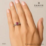 Ruby 925 Silver Ring on hand with oval ruby centre stone by ZARSIK