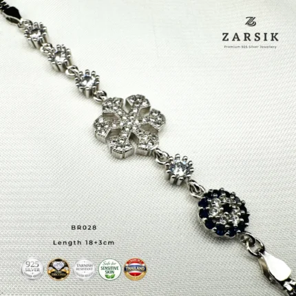 925 sterling silver cz clover bracelet