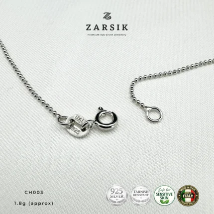 Italian 925 Sterling Silver Ball Chain Necklace