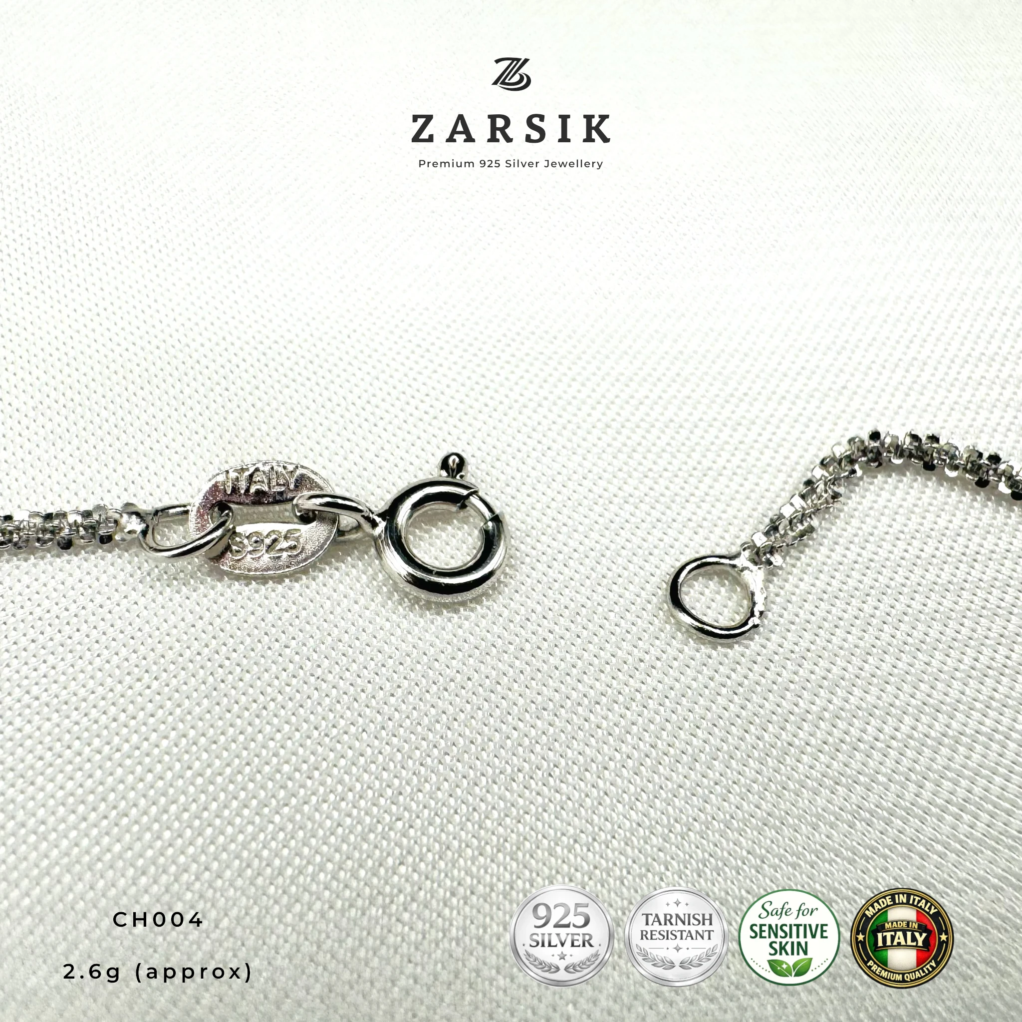 CH004 - Italian 925 Sterling Silver Popcorn Chain Italian 925 Sterling Silver Popcorn Chain