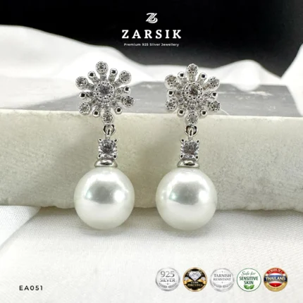 Snowflake Pearl Drop Earrings