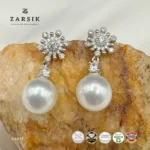 Snowflake Pearl Drop Earrings – 925 Sterling Silver with Cubic Zirconia - Image 3