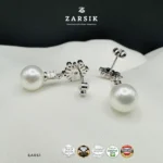 Snowflake Pearl Drop Earrings – 925 Sterling Silver with Cubic Zirconia - Image 5