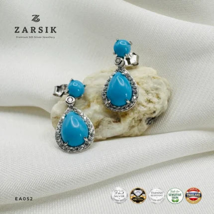 turquoise 925 silver drop earrings