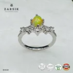 Enchanting opal floral ring crafted in 925 sterling silver with a natural oval opal and sparkling cubic zirconia accents