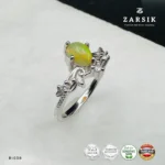 Enchanting opal floral ring crafted in 925 sterling silver with a natural oval opal and sparkling cubic zirconia accents