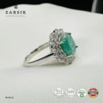 Oval Emerald Halo Ring in 925 Sterling Silver | ZARSIK - Image 5