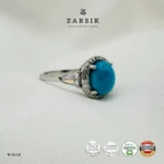 Natural Turquoise 925 Silver Ring | Halo Design – Zarsik - Image 3