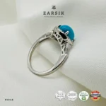 Natural Turquoise 925 Silver Ring | Halo Design – Zarsik - Image 4